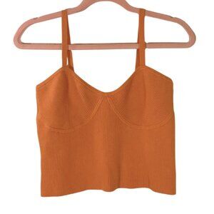 Madewell Ribbed Bustier Crop Tank Top Orange | Size L